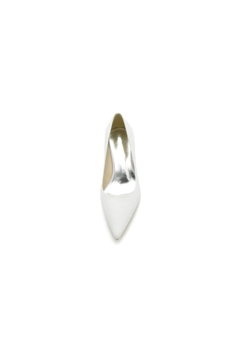 Gold Glitter Crystal Pointed Toe Wedding Shoes