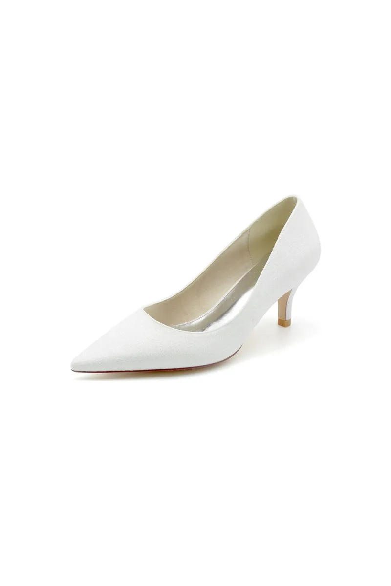 Gold Glitter Crystal Pointed Toe Wedding Shoes