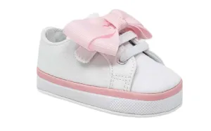 Grace White Sneaker w/Pink Bow