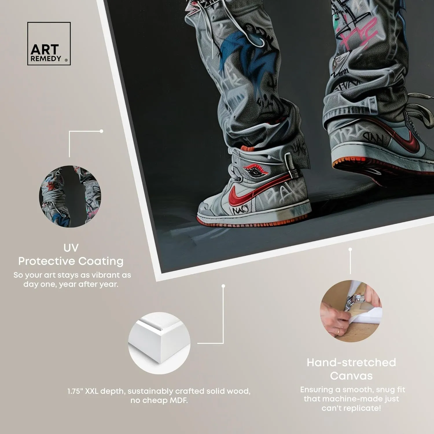 Graffiti Jeans and Sneakers Canvas Modern Sneaker Art, White Frame, 10 x 15