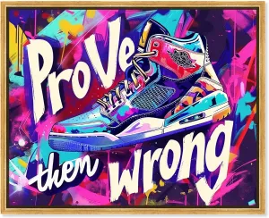 Graffiti Wall Sneaker Canvas Urban Sneaker Art, Gold Frame, 36" x 30"
