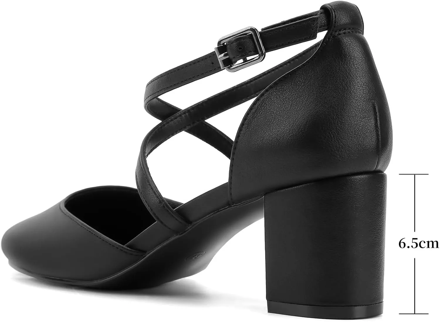 Greatonu Women's Low Block Heeled Dress Pumps Closed Round Toe Cross Strap Wedding Bridal Party Office Shoes 2.5 Inch