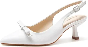 Greatonu Women's Slingback Kitten Heel Pointed Toe Dress Pumps Shoes