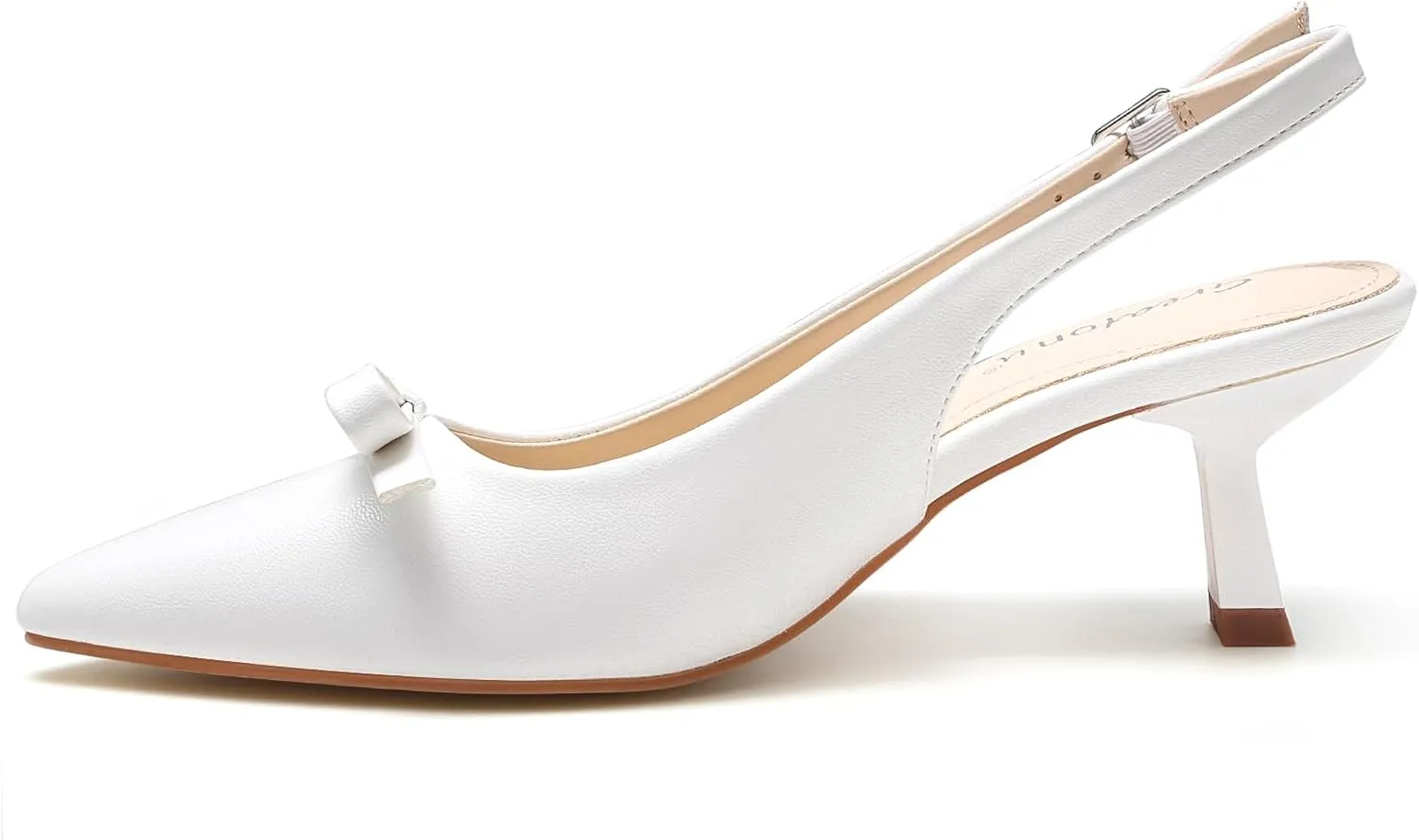 Greatonu Women's Slingback Kitten Heel Pointed Toe Dress Pumps Shoes