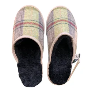 Green Plaid XL Black Slippers