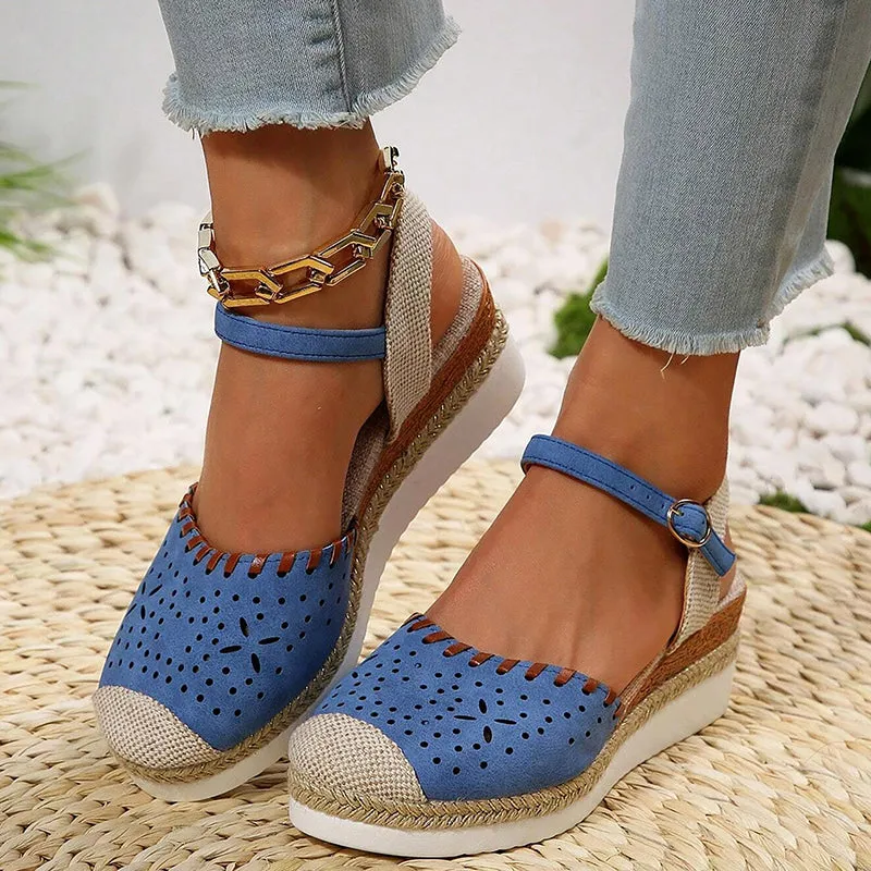 GS Wedge Sandaal | Luxe sleehak sandalen met wreef bandje voor dames