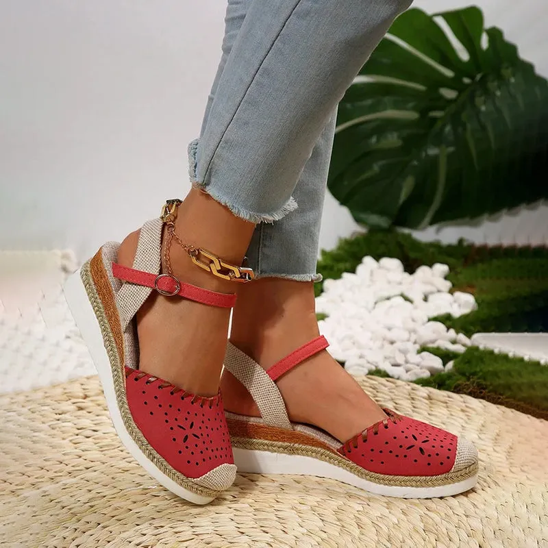 GS Wedge Sandaal | Luxe sleehak sandalen met wreef bandje voor dames
