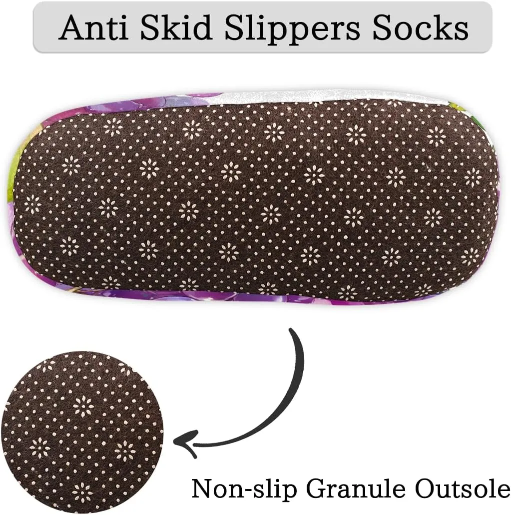 Hand-Painted Grapes Slippers for Women Slipper Socks Soft Fuzzy House Slippers Shoes for Indoor Bedroom, Winter Cozy Christmas Gifts, Purple Grapes
