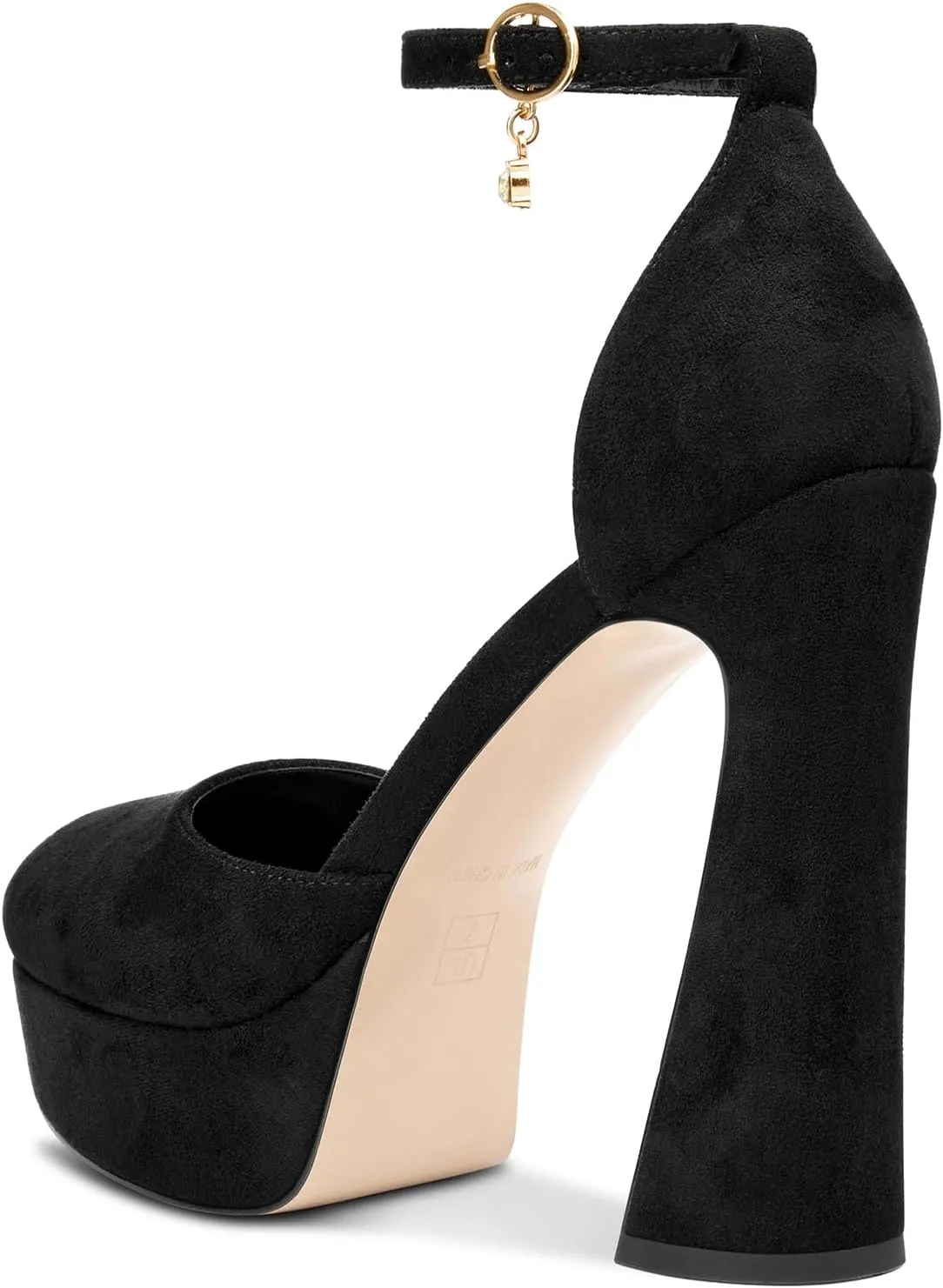 HDEUOLM Womens Chunky Block High Platform Heel Round Toe Closed Toe Pumps Two-Piece Ankle Strap Buckle Party Cute 5.3 Inches Heels