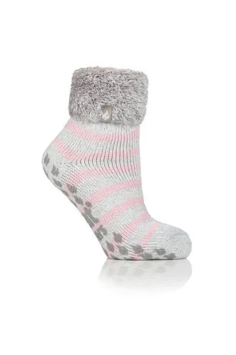 Heat Holders Lounge Stripe Sock - Silver/Grey