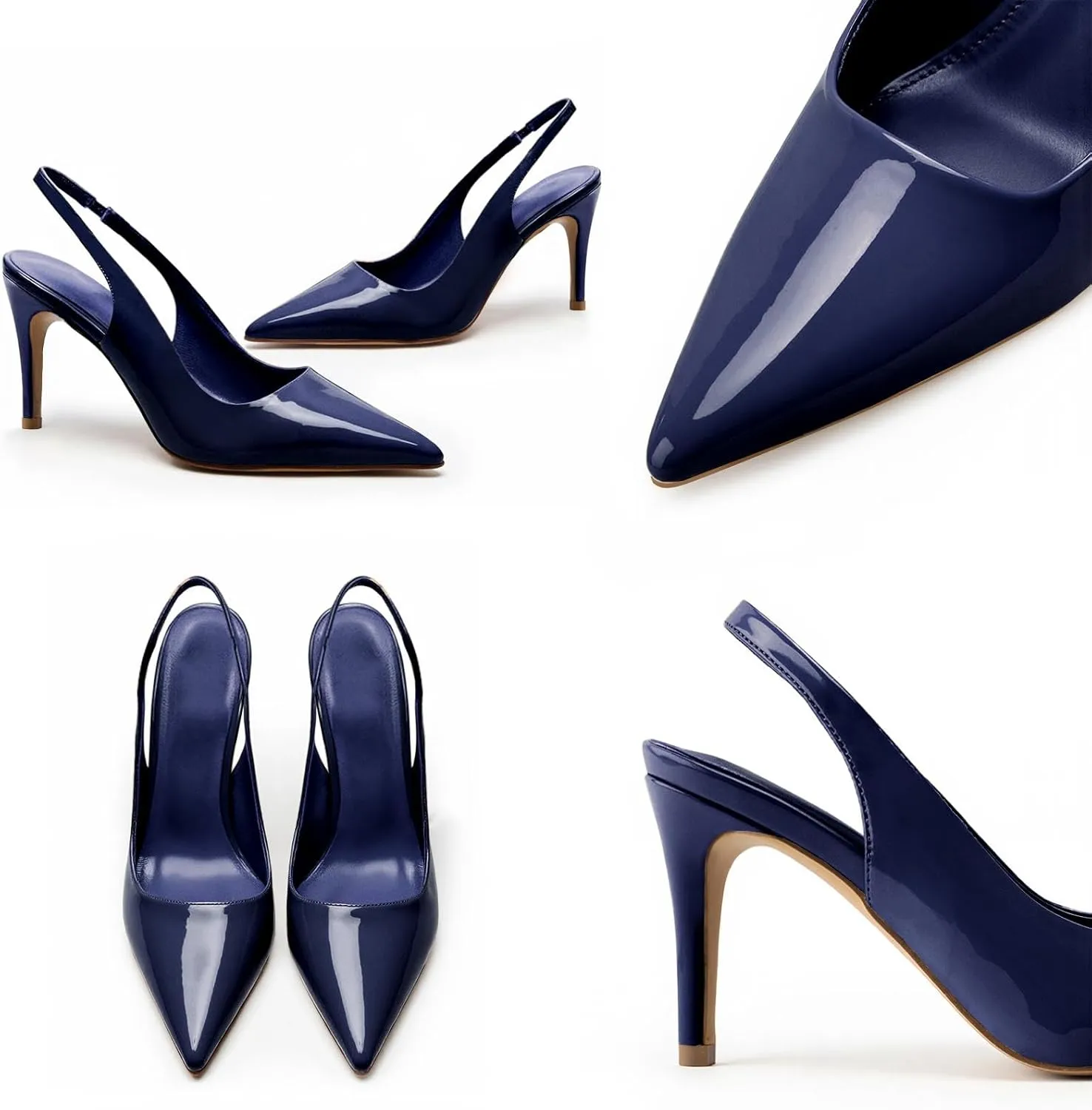 heelchic Slingback Heels for Women Pointed Toe Stiletto Heel Closed Toe Pumps Slip on High Heels 2.95 inch Dress Pumps