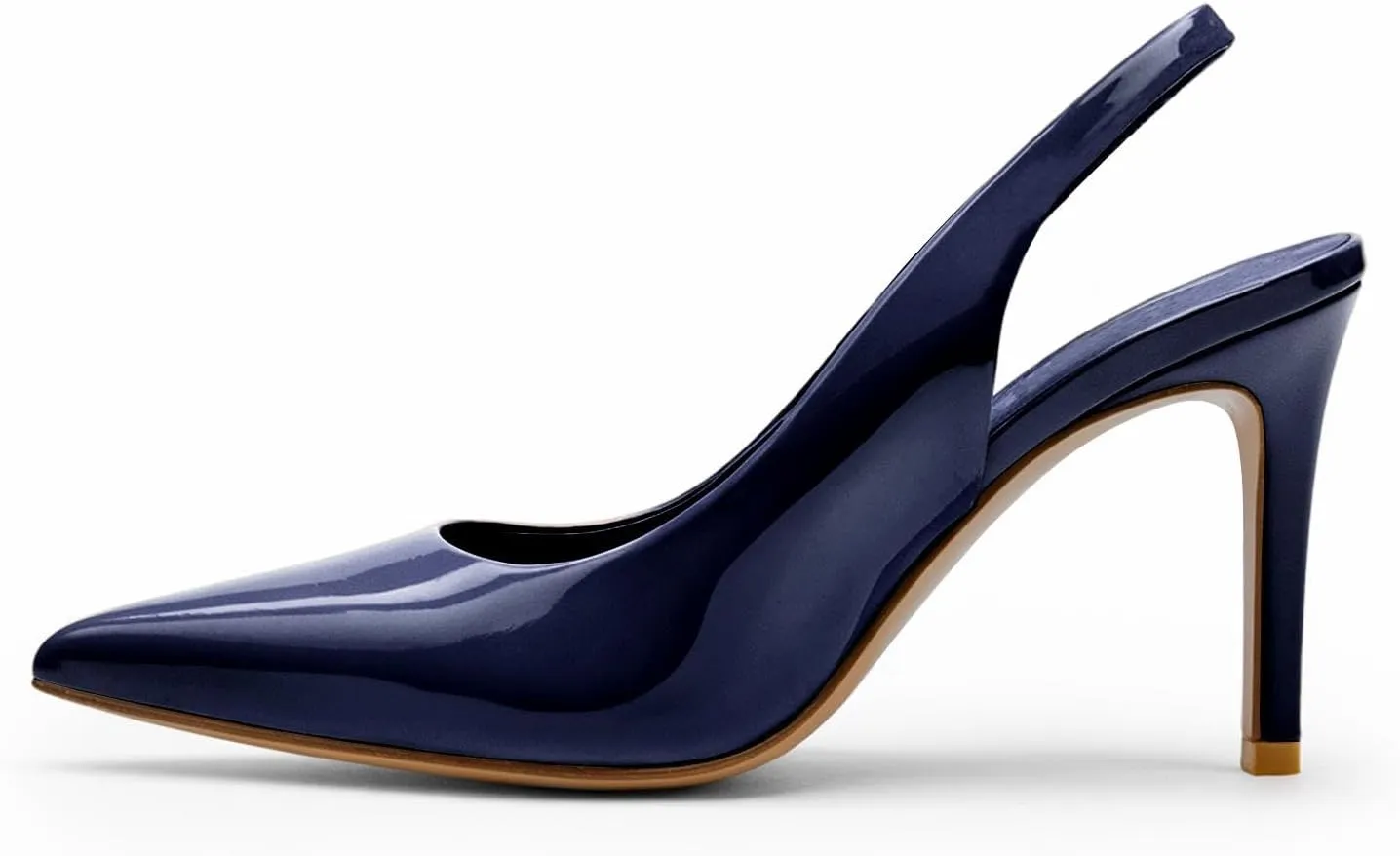 heelchic Slingback Heels for Women Pointed Toe Stiletto Heel Closed Toe Pumps Slip on High Heels 2.95 inch Dress Pumps
