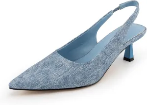 heelchic Women's Kitten Heel, Closed Pointed Toe Low Heel, Comfortable Pumps Shoes for Women Dress Shoes