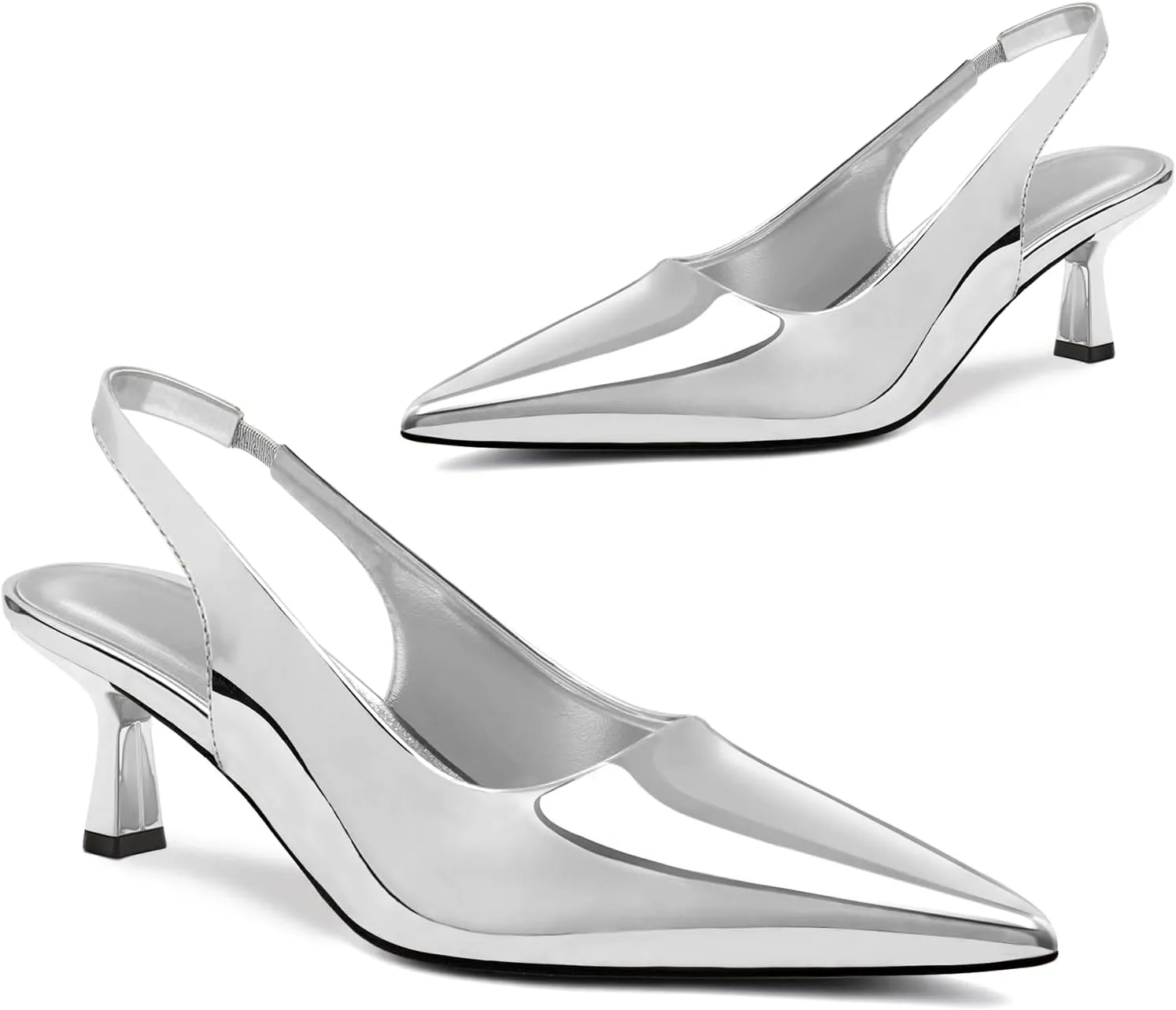 heelchic Women's Kitten Heel, Closed Pointed Toe Low Heel, Comfortable Pumps Shoes for Women Dress Shoes