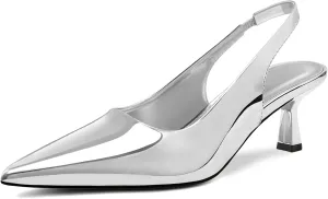 heelchic Women's Kitten Heel, Closed Pointed Toe Low Heel, Comfortable Pumps Shoes for Women Dress Shoes