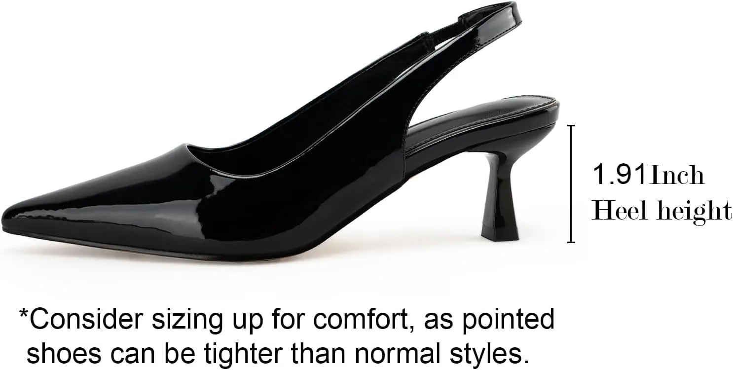 heelchic Women's Kitten Heel, Closed Pointed Toe Low Heel, Comfortable Pumps Shoes for Women Dress Shoes