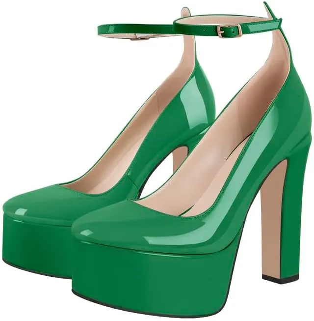 High Heels, Ankle Strap High Heeled Platform Women's Shoes, Sexy Comfortable Round Toe Closed Toe Pumps