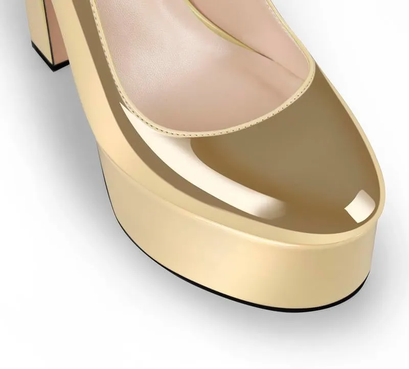High Heels, Ankle Strap High Heeled Platform Women's Shoes, Sexy Comfortable Round Toe Closed Toe Pumps