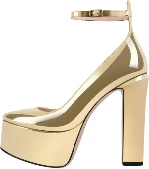 High Heels, Ankle Strap High Heeled Platform Women's Shoes, Sexy Comfortable Round Toe Closed Toe Pumps