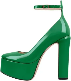 High Heels, Ankle Strap High Heeled Platform Women's Shoes, Sexy Comfortable Round Toe Closed Toe Pumps