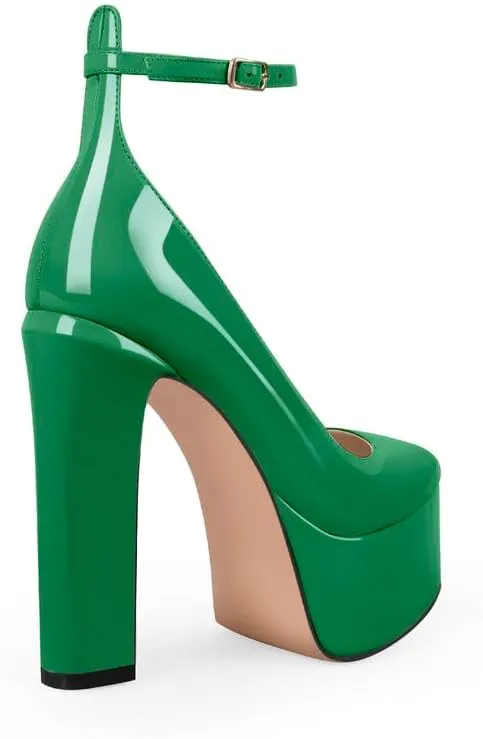 High Heels, Ankle Strap High Heeled Platform Women's Shoes, Sexy Comfortable Round Toe Closed Toe Pumps
