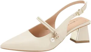 High Heels Women's Shoes Cowhide Thick Heel Pointed Toe Slippers Closed Toe high Heel Sandals