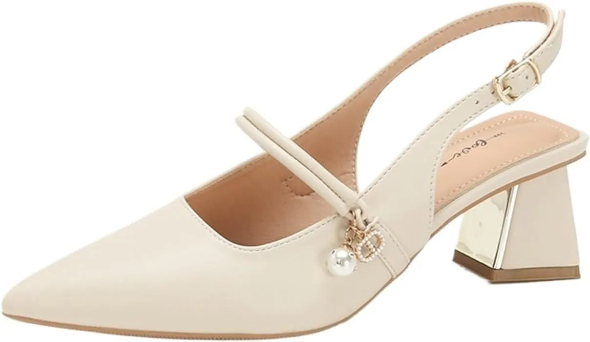 High Heels Women's Shoes Cowhide Thick Heel Pointed Toe Slippers Closed Toe high Heel Sandals