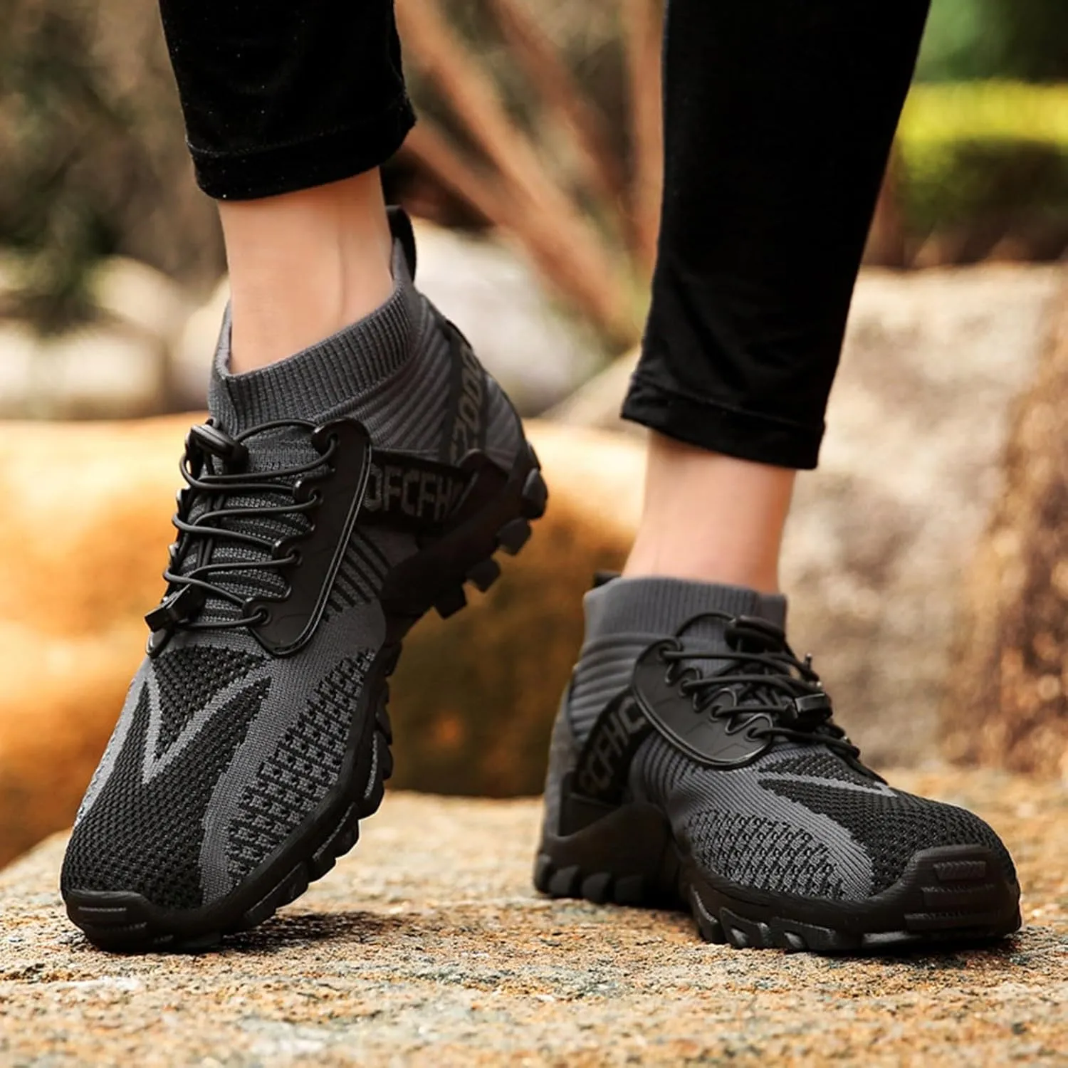 Hiking Shoes Women Waterproof Mesh Lace Up Sneakers for Men Slip On Walking Shoes for Men Lightweight Running Shoes