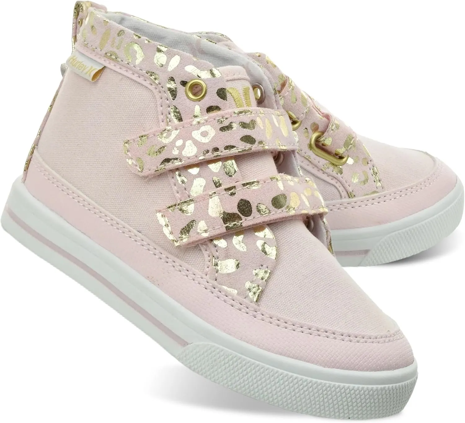 Hurley Kids Toddler and Little Kids Tedd Canvas Sneakers with Straps High Cut Skateboarding Shoes for Boys and Girls, Durable Shoes for School