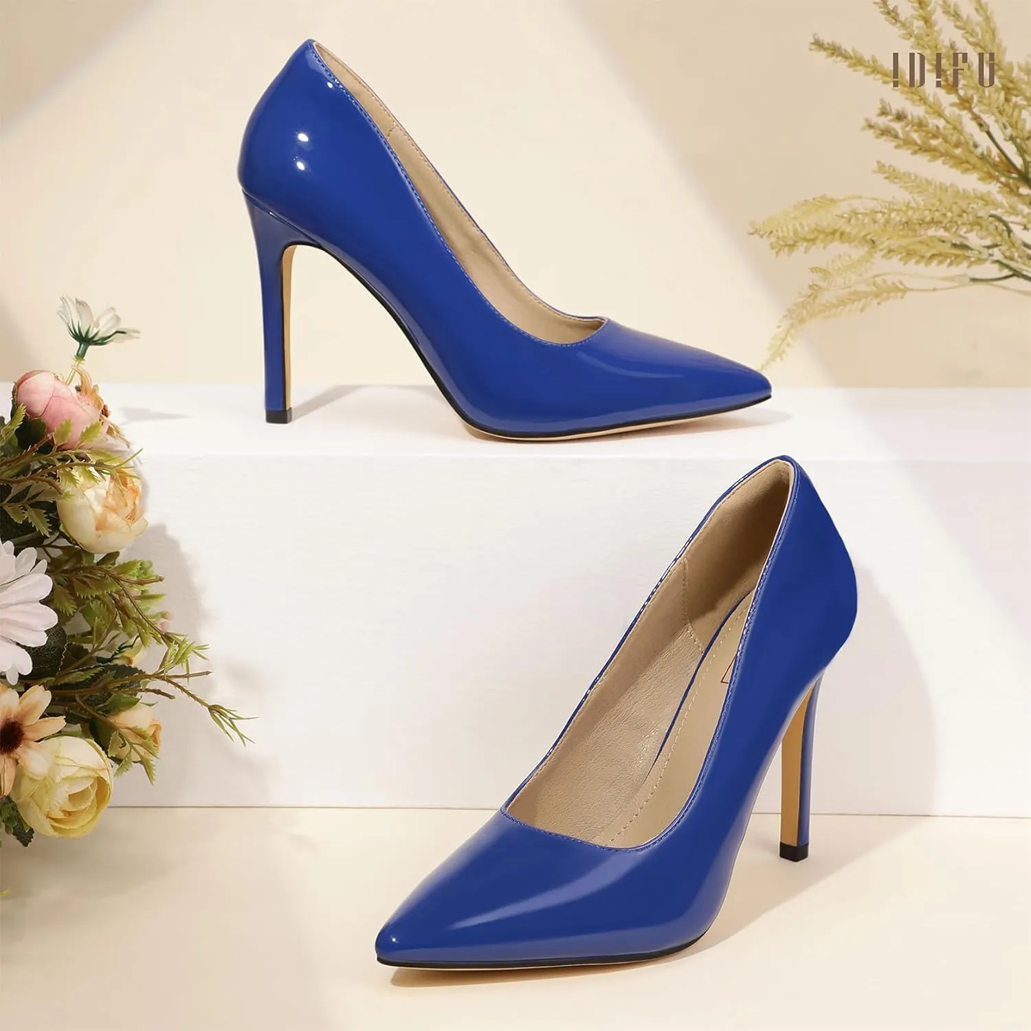 IDIFU IN4 Women's Pumps High Heels Closed Toe Stiletto Pointed Toe Dress Shoes Wedding Prom Bridal Daily Work Office Business Trendy Fashion Sexy Comfortable Pumps Dressy Shoes