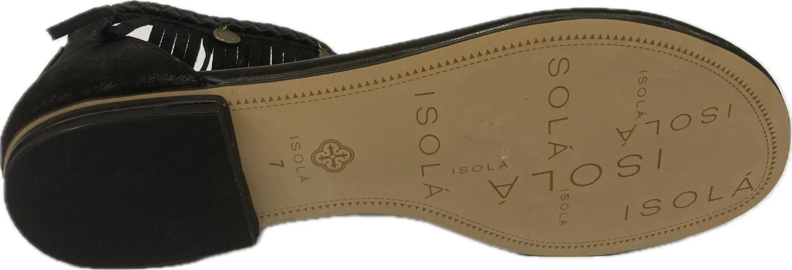 Isola by Sofft Black Suede with Suede Fringe Mardi Women's Thong Flat Sandals 6504021