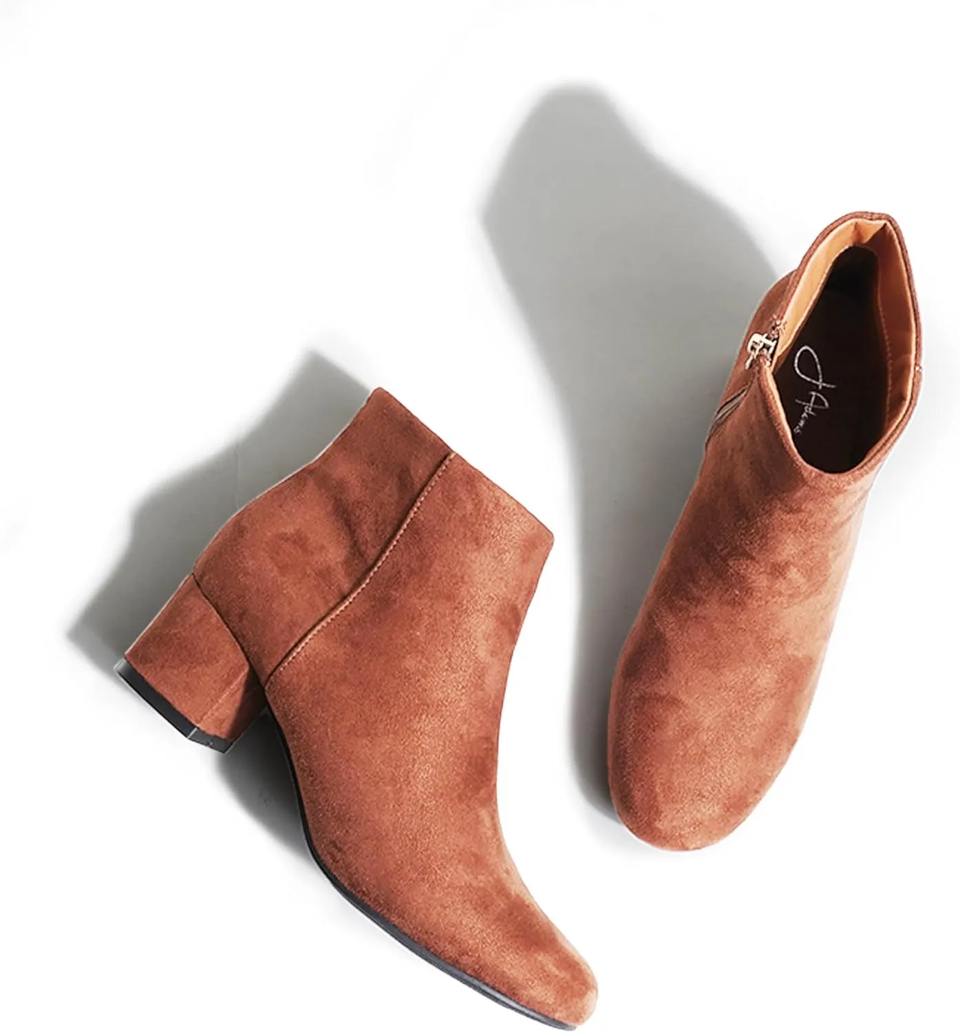 J. Adams Low Heel Zip Up Round Toe Ankle Bootie - Jody