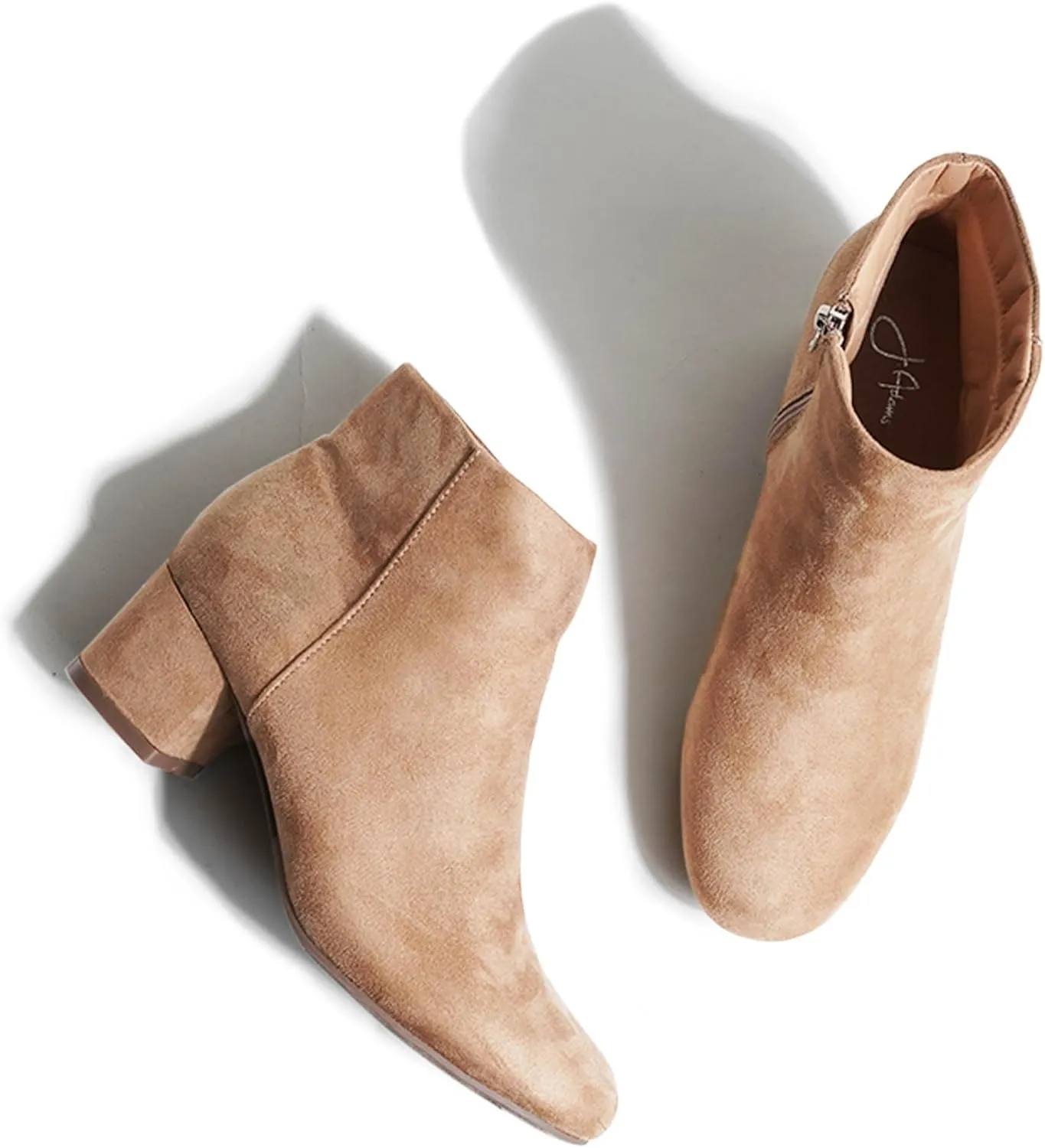 J. Adams Low Heel Zip Up Round Toe Ankle Bootie - Jody