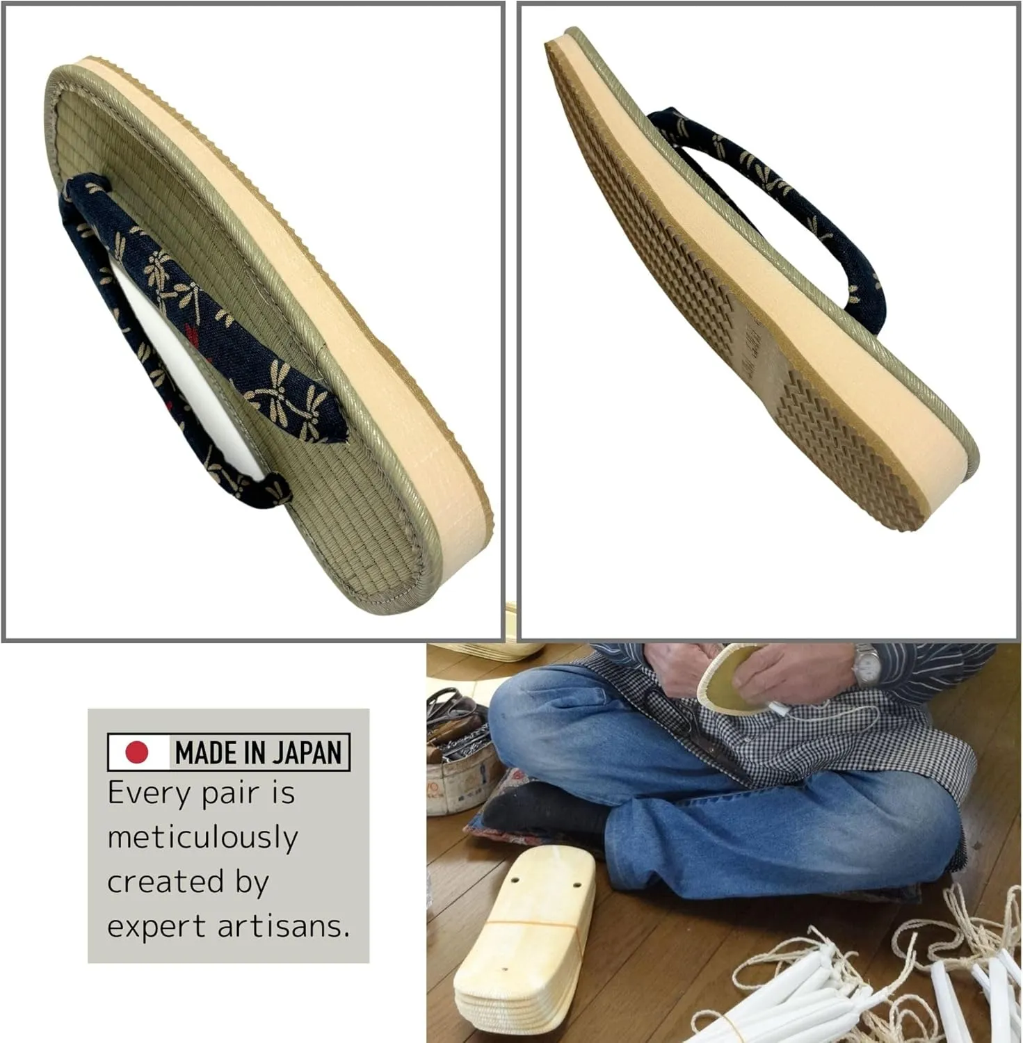 Japanese Sandal Rush Sponge sole Sandal thong Up to oversize men's