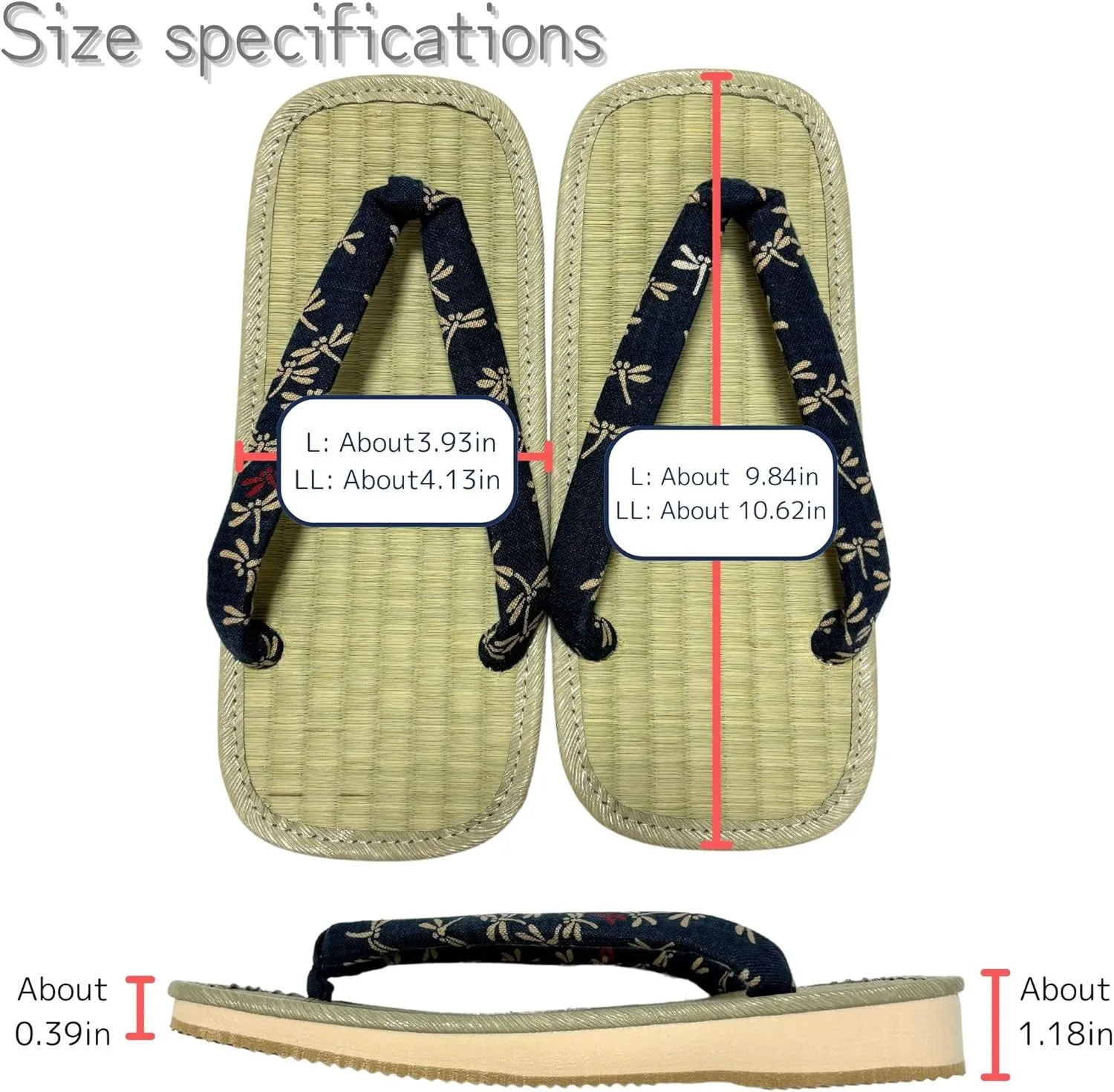 Japanese Sandal Rush Sponge sole Sandal thong Up to oversize men's
