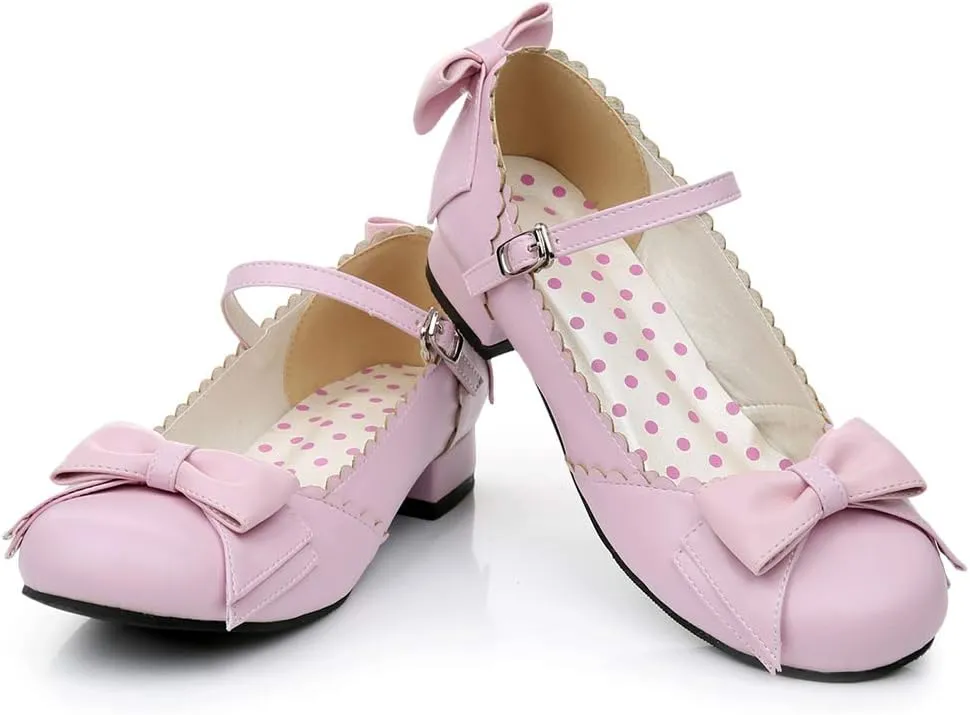 Japanese Sweet Lolita Block Low Heel Round Toe Mary Jane Shoes