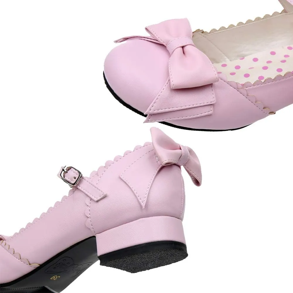 Japanese Sweet Lolita Block Low Heel Round Toe Mary Jane Shoes