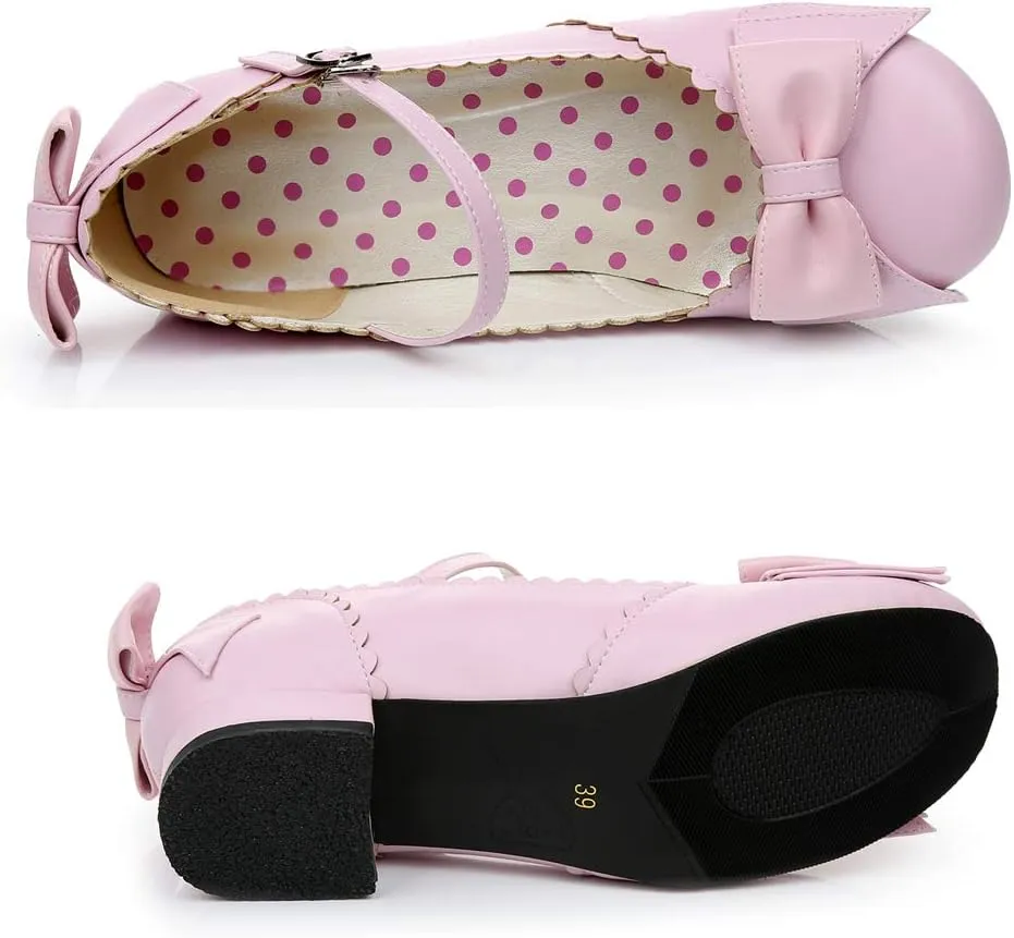 Japanese Sweet Lolita Block Low Heel Round Toe Mary Jane Shoes