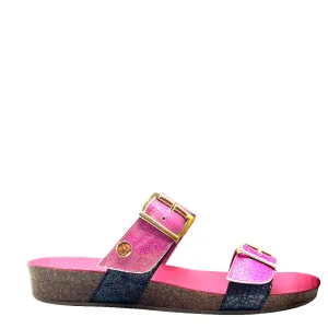 Je T'aime - Fuchsia Crack flat cork sandal