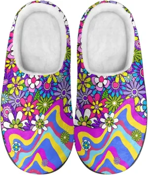Jeiento Women's Indoor Bedroom Slipper Daisy Floral Soft Non Slip Closed Toe House Slippers