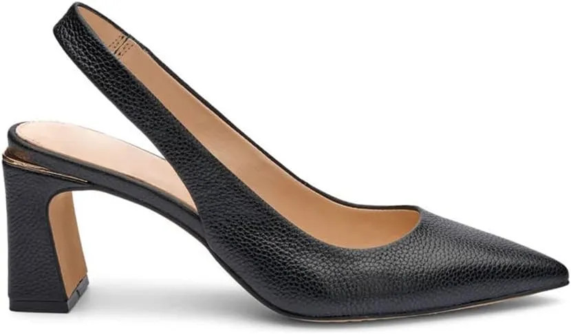 Jeimpoey Womens Slingback Chunky Heels Point-toe Pump Shoes Block Heel Summer Sandals Low-heel Party Shoes