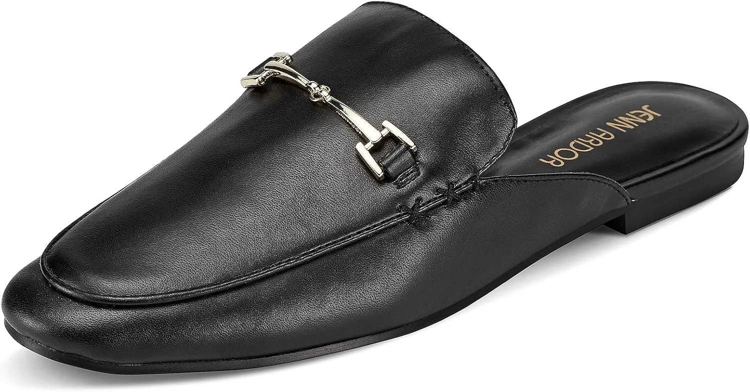 JENN ARDOR Mules for Women Flats Backless Loafers Shoes Slip On Slippers Pointed Toe Low Heel Work Slides Womens Mules Casual Shoes