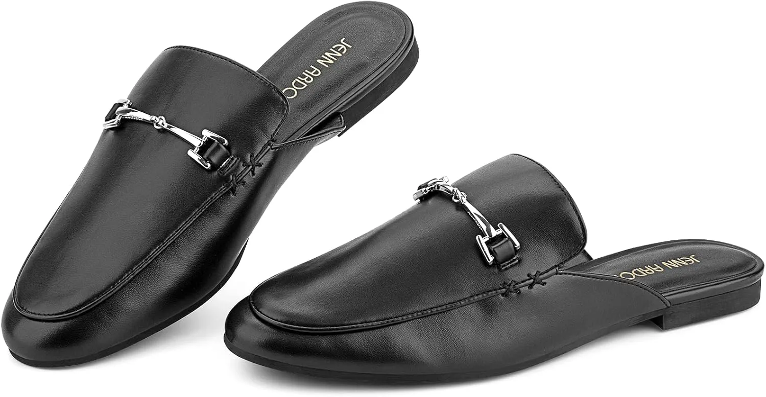 JENN ARDOR Mules for Women Flats Backless Loafers Shoes Slip On Slippers Pointed Toe Low Heel Work Slides Womens Mules Casual Shoes