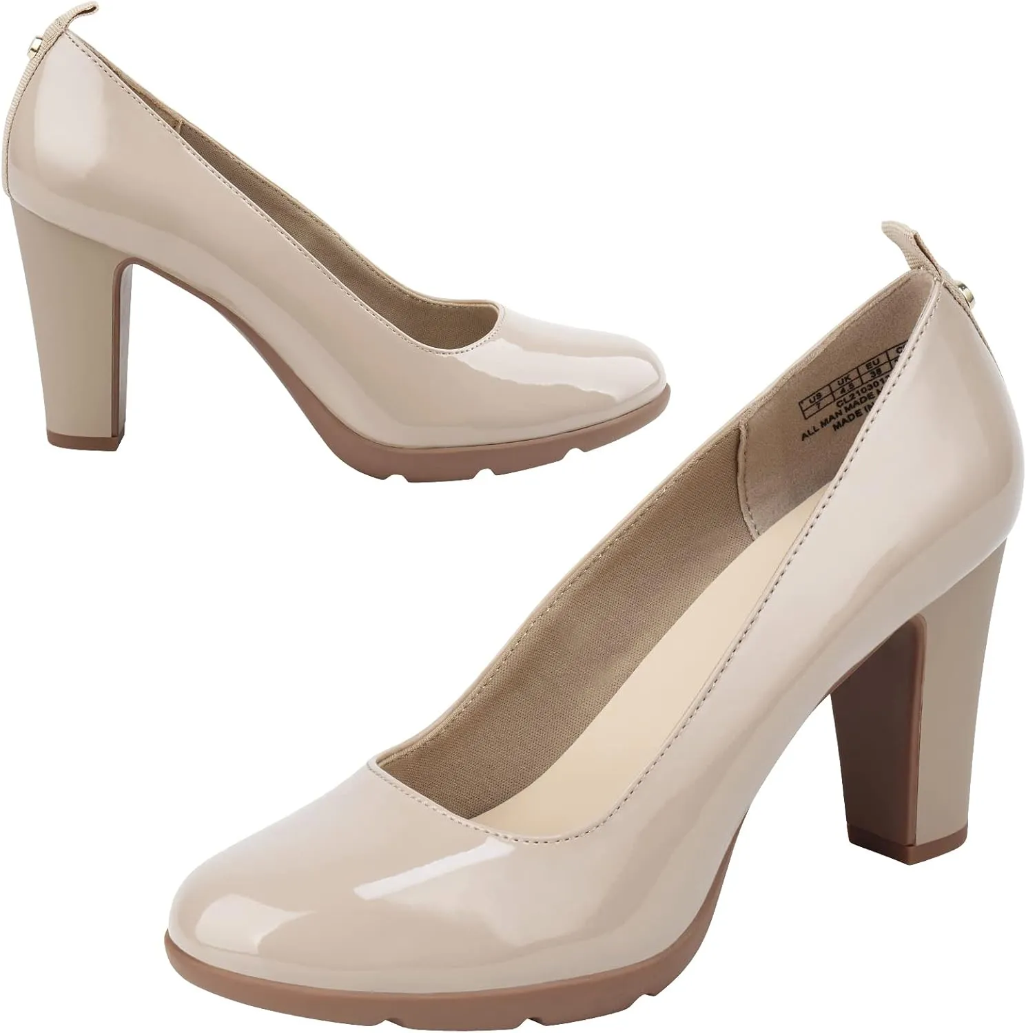 JENN ARDOR Women's Pumps Chunky Heels Platform Shoes Comfort Round Closed Toe Block Heel Pumps Dress High Heeled Office Shoes for Ladies More Than 3 inch Heel