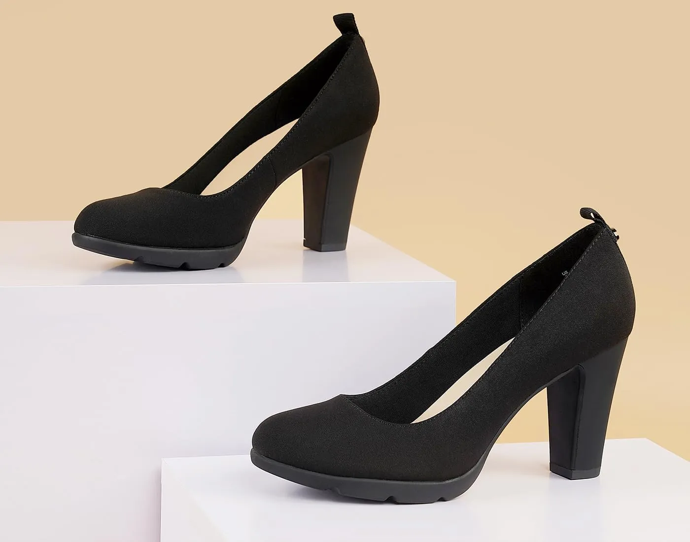 JENN ARDOR Women's Pumps Chunky Heels Platform Shoes Comfort Round Closed Toe Block Heel Pumps Dress High Heeled Office Shoes for Ladies More Than 3 inch Heel