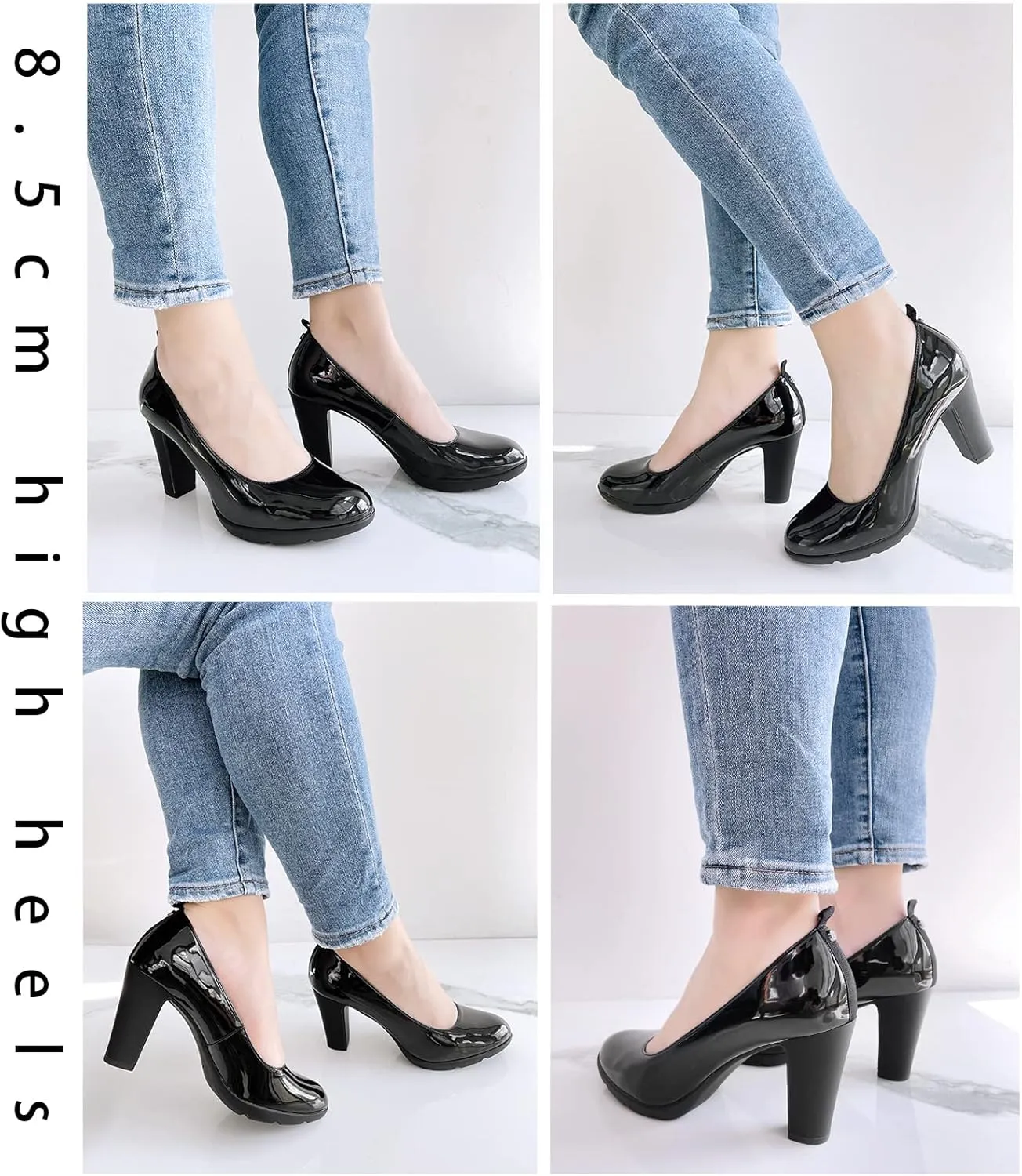JENN ARDOR Women's Pumps Chunky Heels Platform Shoes Comfort Round Closed Toe Block Heel Pumps Dress High Heeled Office Shoes for Ladies More Than 3 inch Heel