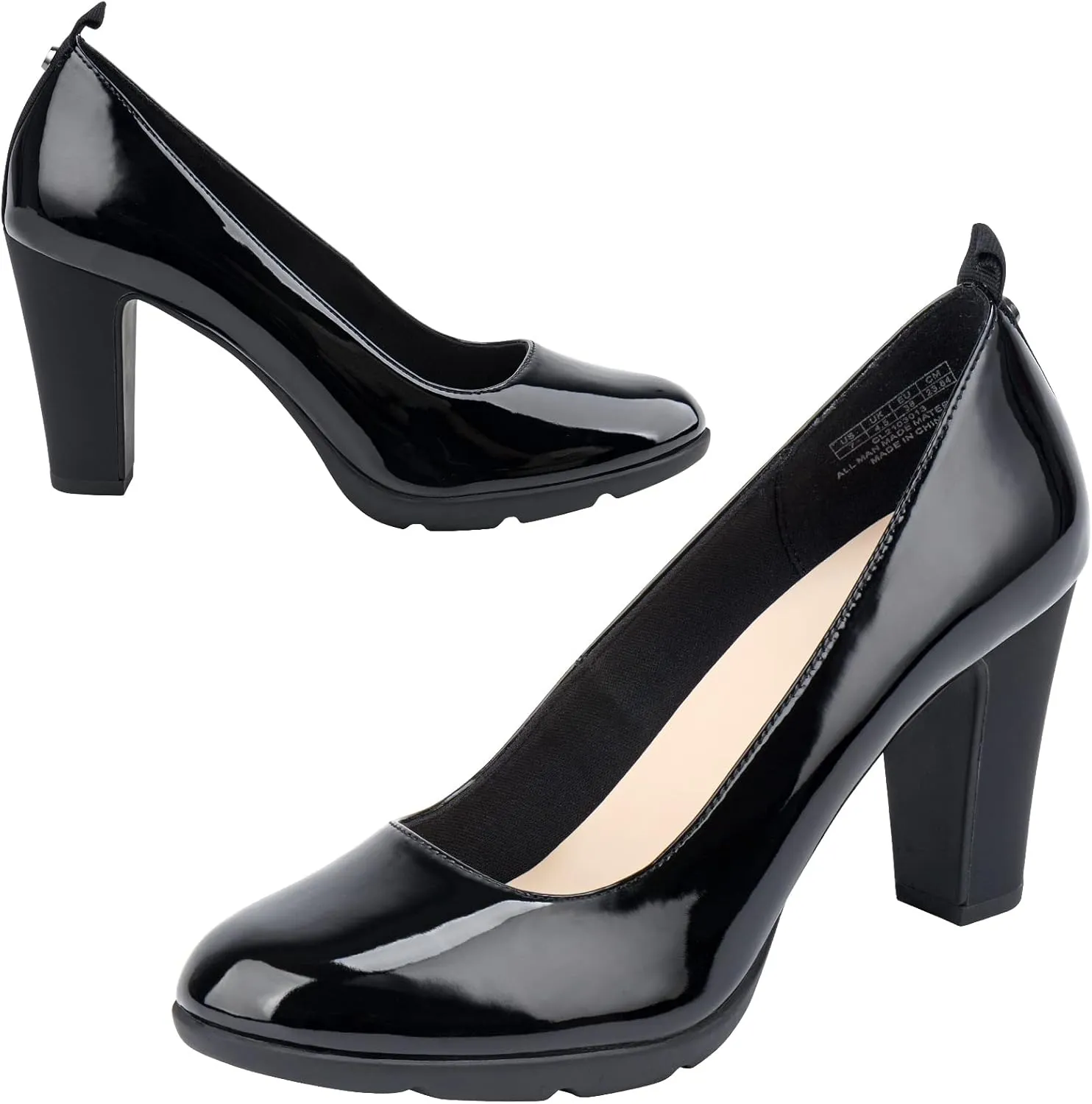 JENN ARDOR Women's Pumps Chunky Heels Platform Shoes Comfort Round Closed Toe Block Heel Pumps Dress High Heeled Office Shoes for Ladies More Than 3 inch Heel