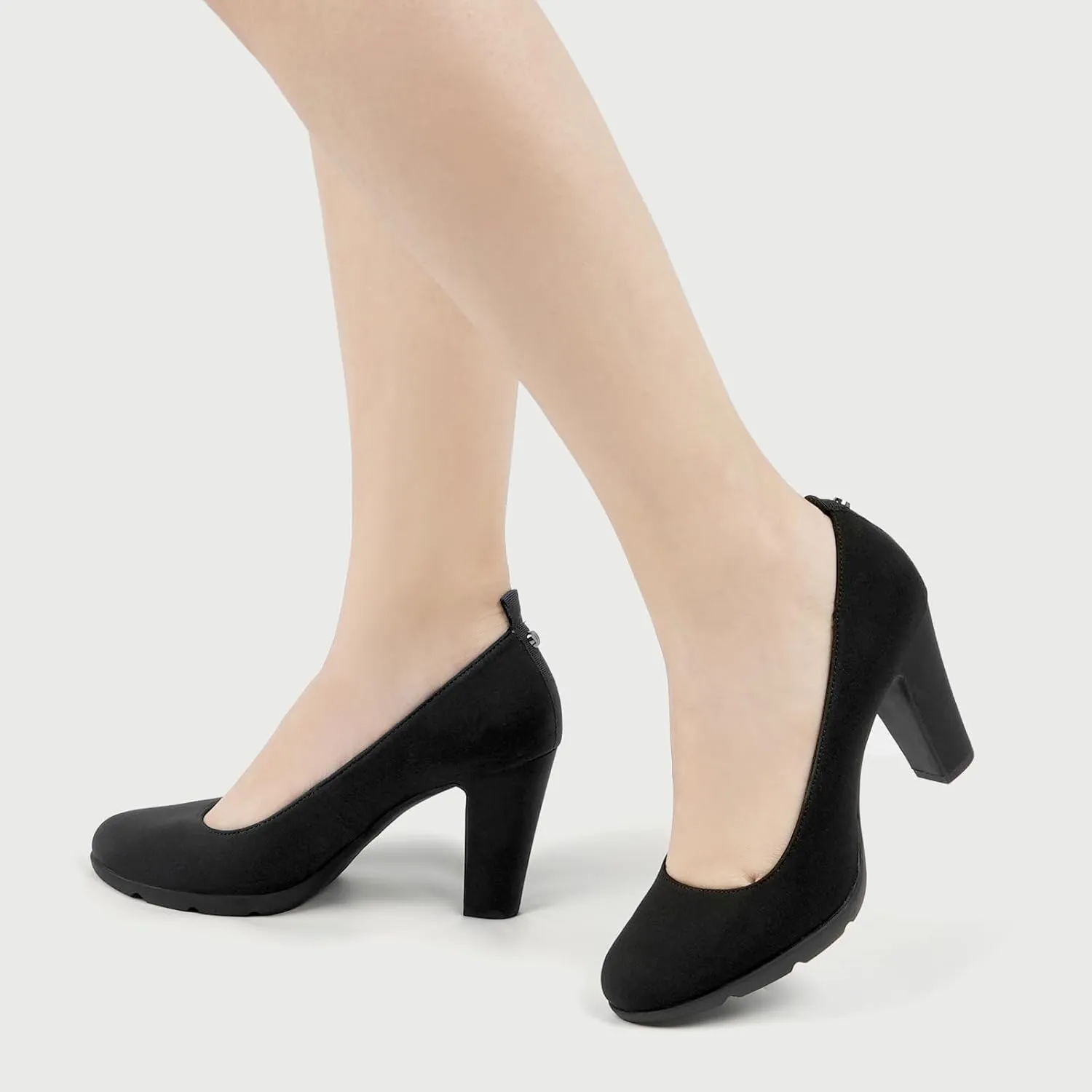 JENN ARDOR Women's Pumps Chunky Heels Platform Shoes Comfort Round Closed Toe Block Heel Pumps Dress High Heeled Office Shoes for Ladies More Than 3 inch Heel
