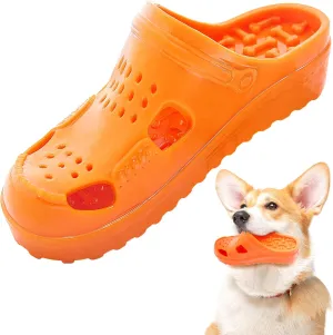 Jiupety Dog Chew Toy Interactive Tough Dog Toys for Aggressive Chewers Dog Squeaky Toys Durable Rubber Slipper Toy for Puppy Medium to Big Dogs(Orange)