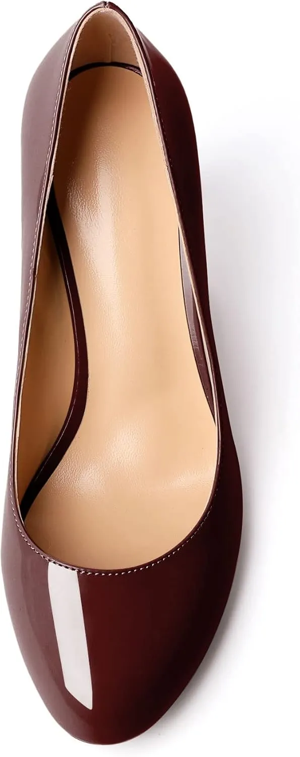 Joseywade Womens High Stilettos Heels Round Toe Pumps Slip-on Closed Toe 3.5 Inch Dress Shoes